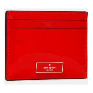 S Kate Spade Bridget Patent KS Bright Red Small Slim Cardholder KN252 NWT $89